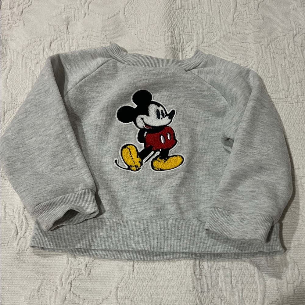 Disney Mickey Mouse Gray Sweatshirt with Red and Yellow Accents